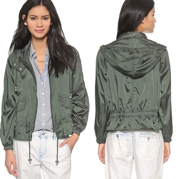 Free People Jackets & Blazers - FREE PEOPLE Sz Md Green Nylon Tech Parachute Jacket